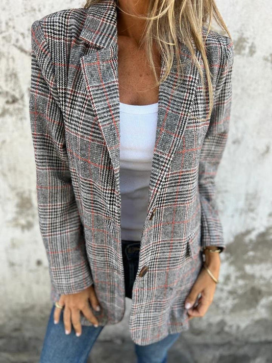 Lässiger karierter Blazer mit Revers