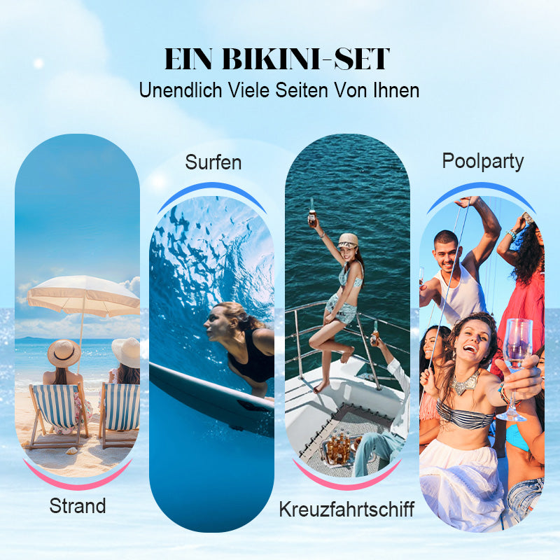🏖️👙Modisches, mehrfarbig bedrucktes 3-teiliges Bikini-Badeanzug-Set für Damen