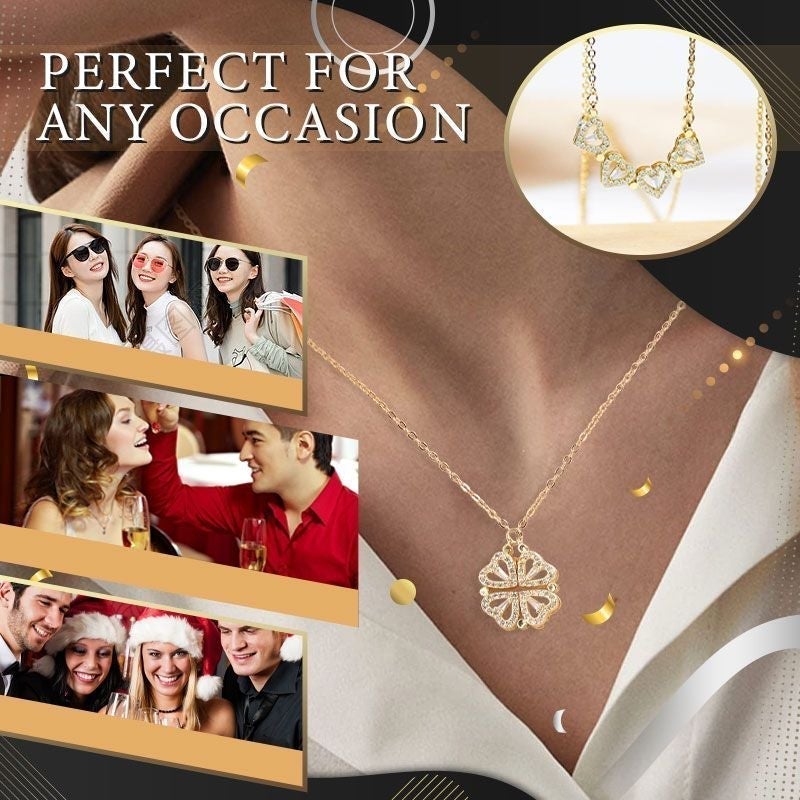 🎁Bestes Weihnachtsgeschenk🎁 Vierblättriges Glücksklee & herzförmige Halskette