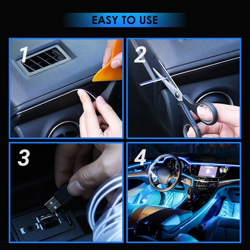 ⏳Zeitlich begrenztes Angebot⏳ Flexible USB-Ambientebeleuchtung fürs Auto – 5 V, zuschneidbarer Lichtleiter in 1, 2 oder 3 m und neun Farben