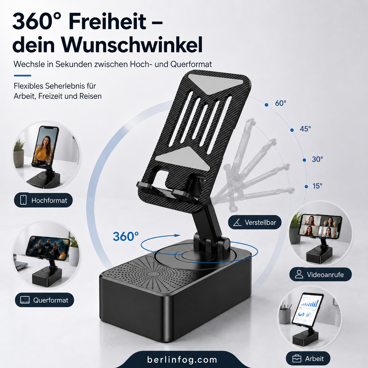 Geschenkauswahl – 3 in 1 – Kabelloser Bluetooth-Lautsprecher, Ladestation, Handyhalterung