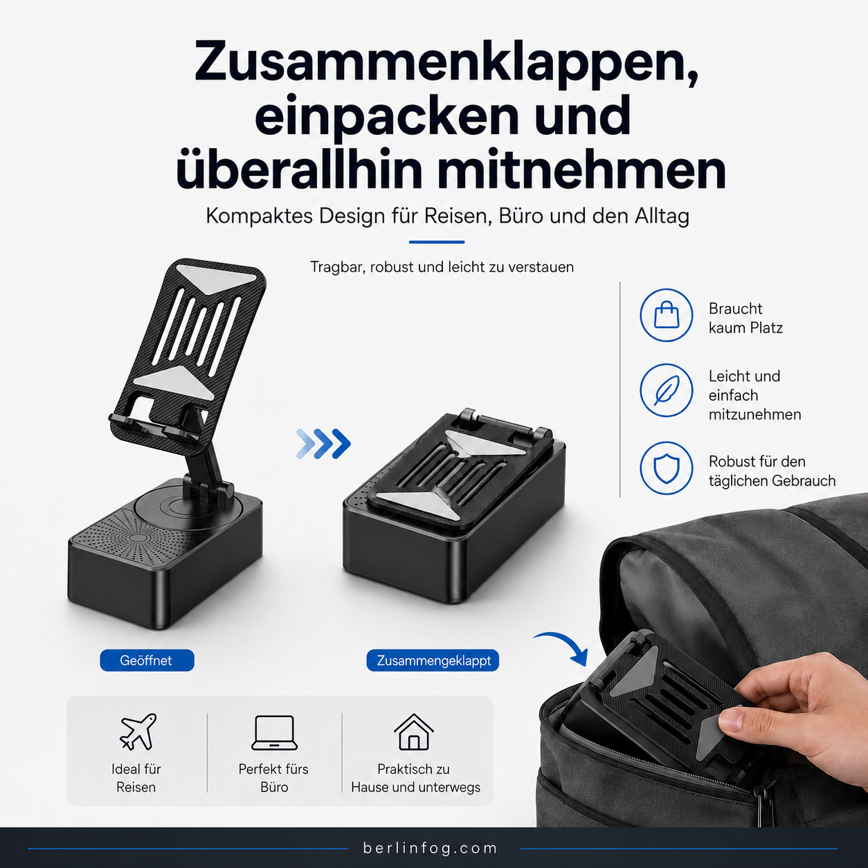Geschenkauswahl – 3 in 1 – Kabelloser Bluetooth-Lautsprecher, Ladestation, Handyhalterung