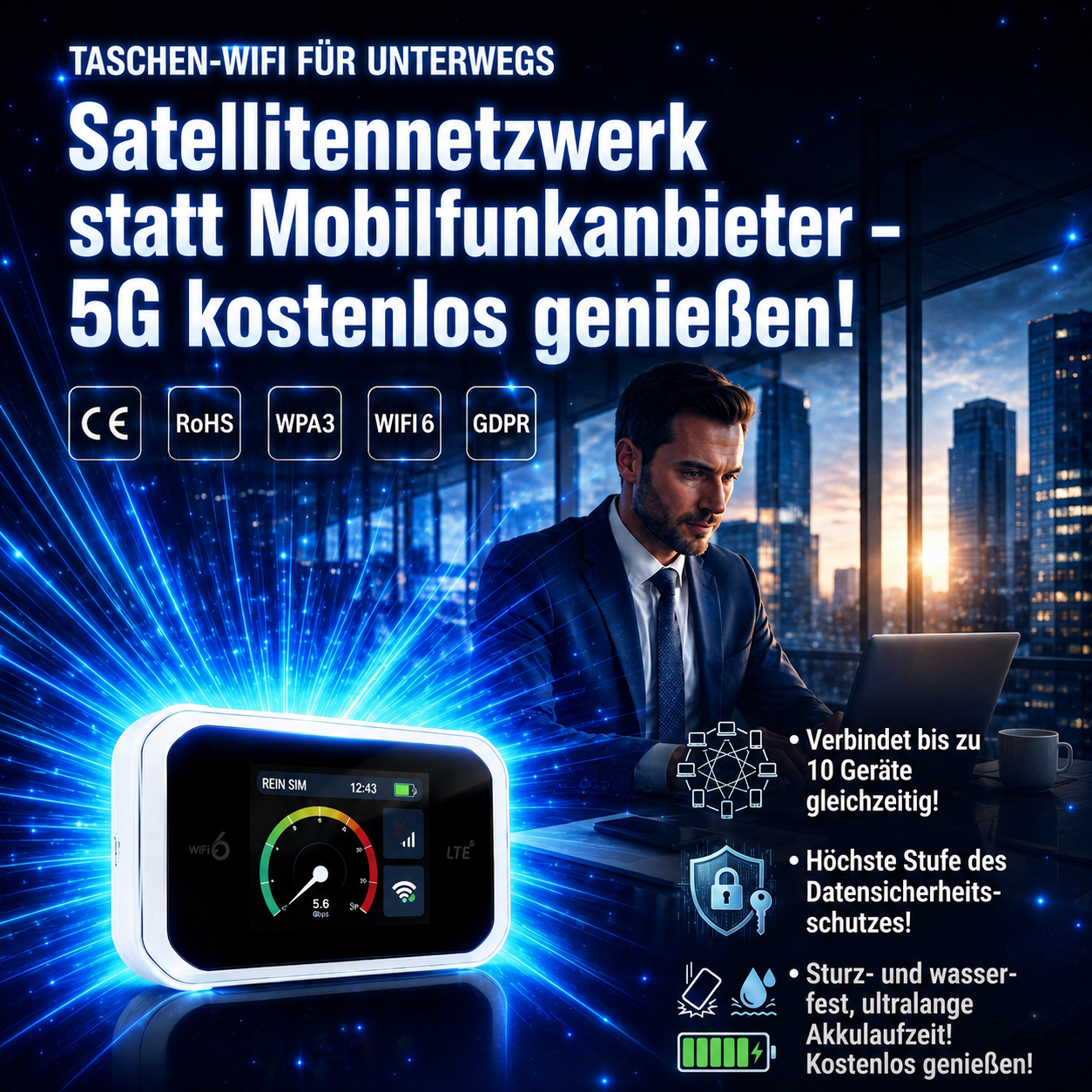 Pocket-WLAN mit Kompatibilität zu allen Netzwerken