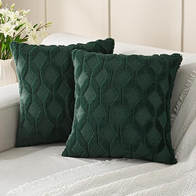 Weicher Plüsch-Kissenbezug mit besticktem geometrischem Rautenmuster, minimalistisch einfarbiges Wurfkissen für das Sofa