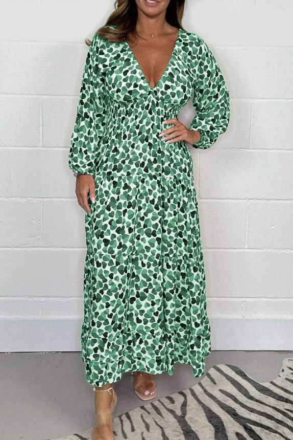 🔥HEIßER VERKAUF✨️ Bedrucktes, sexy Kleid mit tiefem V-Ausschnitt für Damen