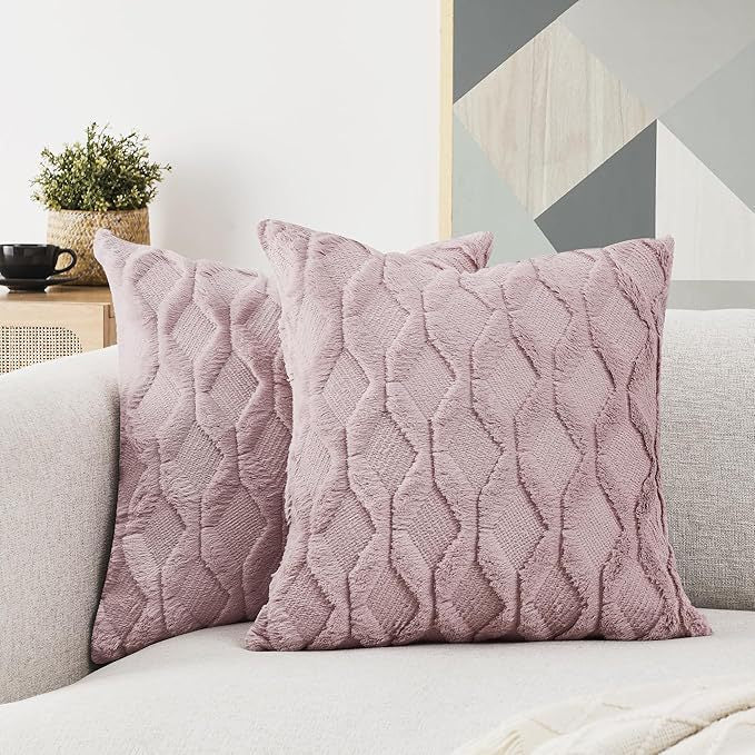 Weicher Plüsch-Kissenbezug mit besticktem geometrischem Rautenmuster, minimalistisch einfarbiges Wurfkissen für das Sofa