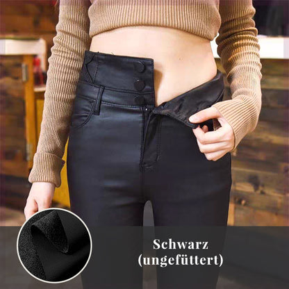 🎇Nettes Geschenk! Gesteppte Leggings mit 3 Knöpfen aus mattem Leder für Damen