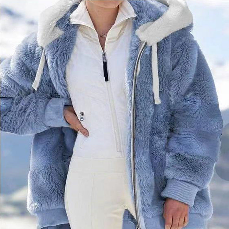🎅Heiße Rabatte 50 % RABATT🔥Kapuzen-Fleecejacke mit Lammfellfutter🐑