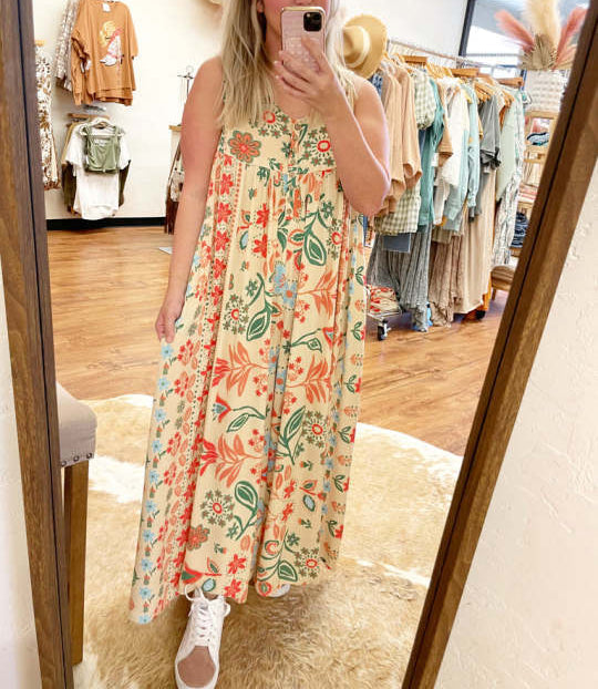 🔥HEISSER VERKAUF💃✨ Vintage Blumenmuster lockerer ärmelloser Jumpsuit