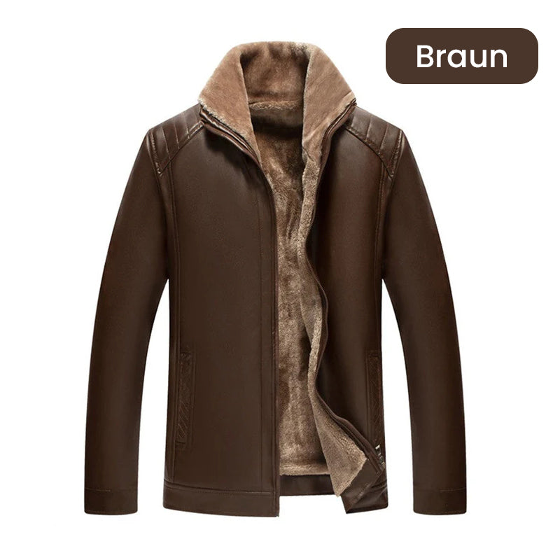 Gesteppte Kunstlederjacke für Herren【Modisch und warm】