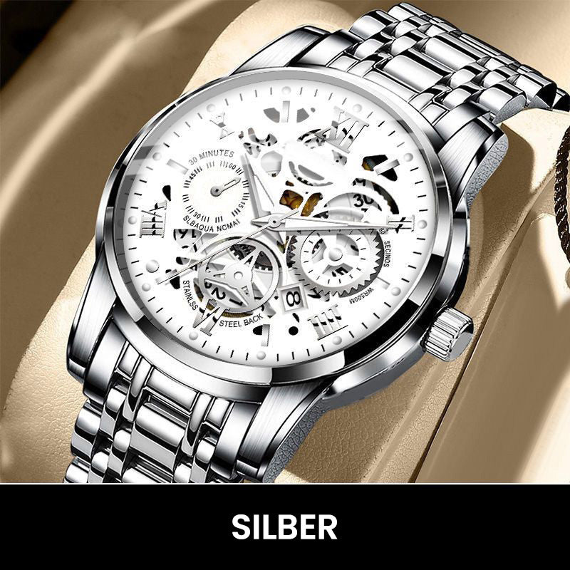 Wasserdichte römische skelettierte mechanische Herrenuhr