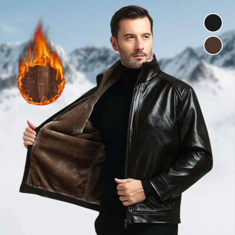 Gesteppte Kunstlederjacke für Herren【Modisch und warm】