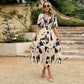 🏆2025 Hot Sale 49% Rabatt💖V-Ausschnitt Elegantes Lässiges Bedrucktes Kleid