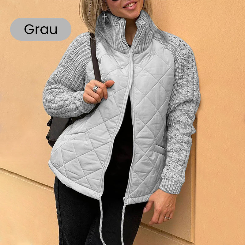 🍂Spätherbst/Frühwinter Angebote❄️Gestrickte Patchwork-Pufferjacke für Damen