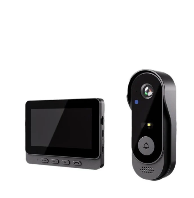 Drahtlose Türklingel-Kamera: 1080P, 170°-Winkel, 4,3-Zoll-Bildschirm, IPX65-Outdoor-Wasserdichtigkeit, Nachtsicht