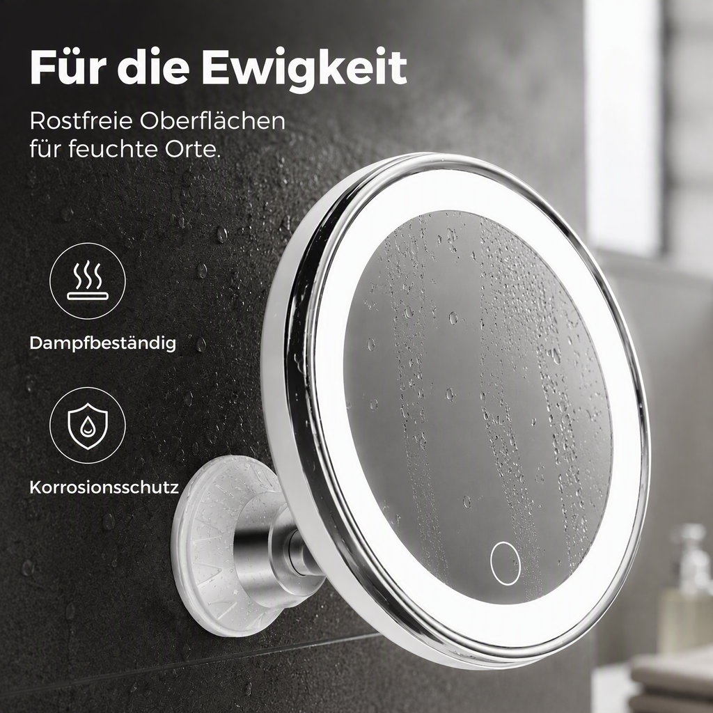 💄🪞 LED Kosmetikspiegel mit 10-facher Vergrößerung – Saugnapf, 360° drehbar & faltbar, für Bad & Make-up