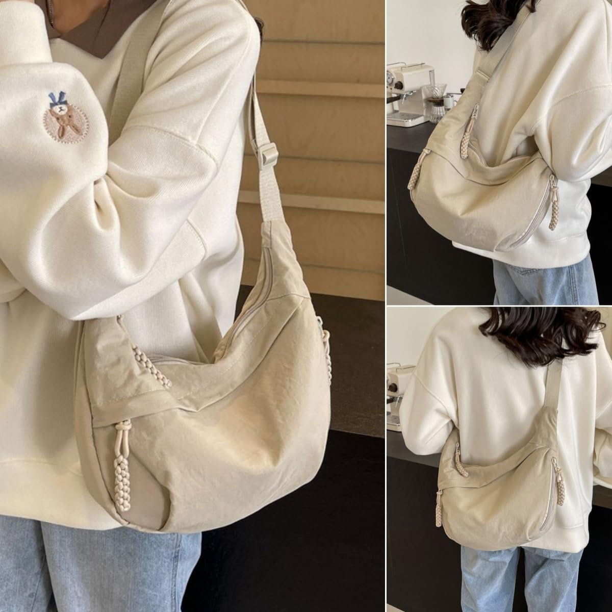 🎉Heiße Verkäufe - 50% OFF😍Designer Direktverkauf👜Damen Mode einfarbig Nylon Crossbody Hobo Tasche