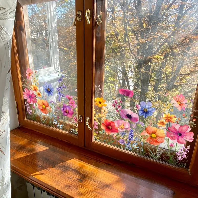 💐Neujahr Heißer Verkauf 50% Rabatt💞 Bunter Blumenstrauß Fenster Sticker🖼️