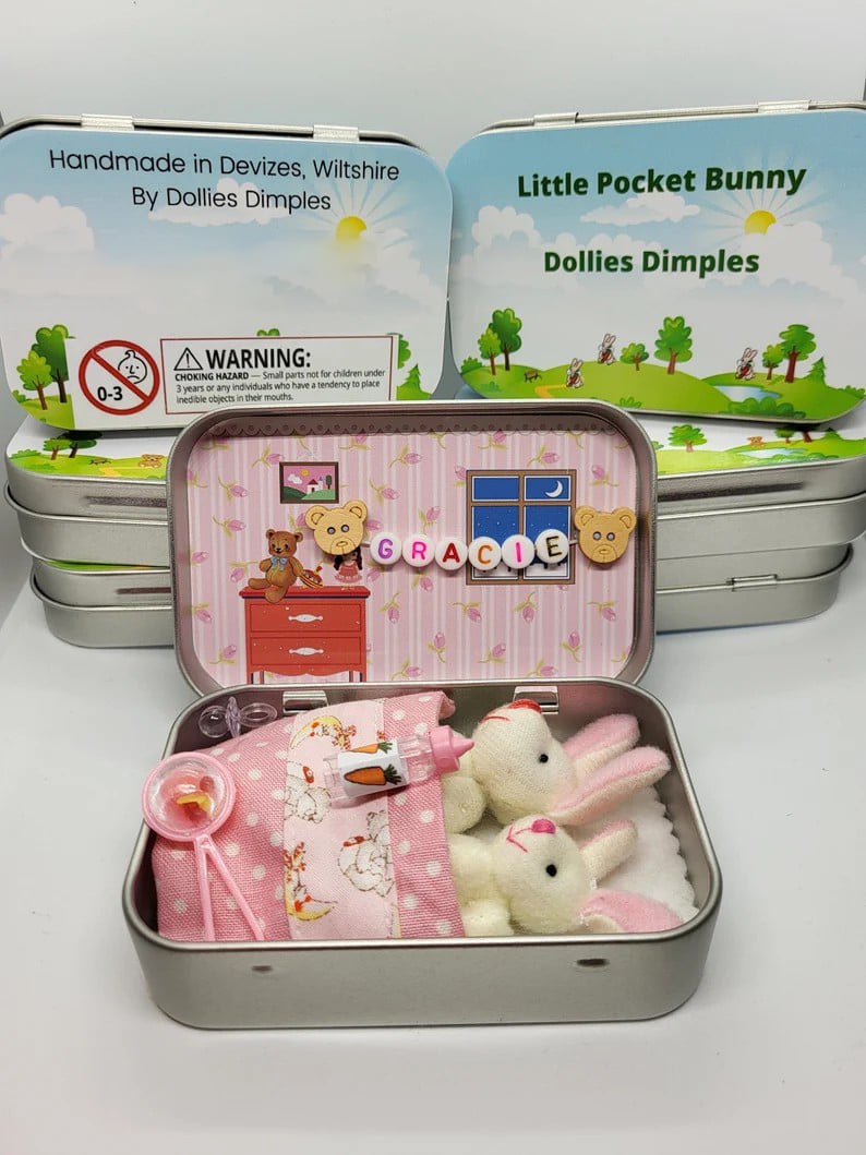 🔥Das schönste Ostergeschenk🎁Süße Hasen in einer Blechdose – Mama- und Babyhase