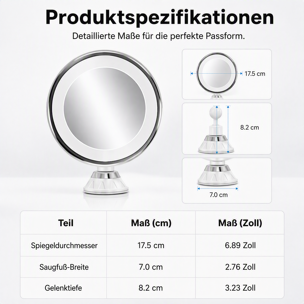 💄🪞 LED Kosmetikspiegel mit 10-facher Vergrößerung – Saugnapf, 360° drehbar & faltbar, für Bad & Make-up