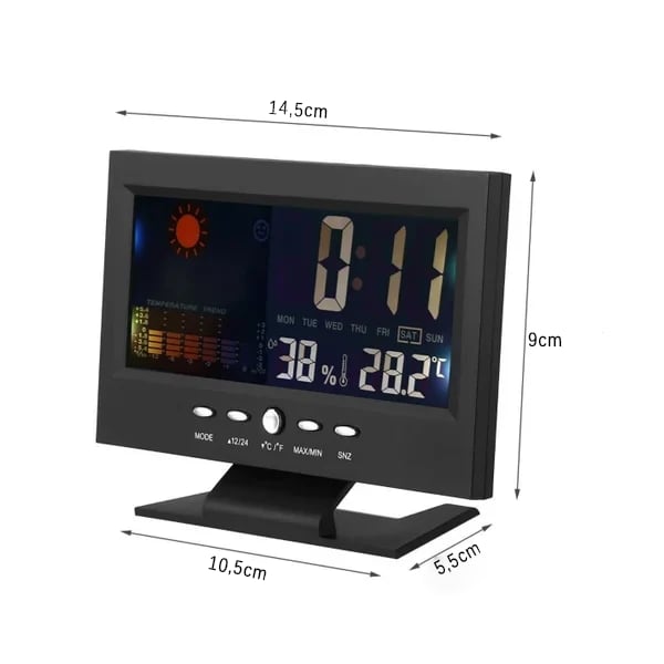 🔥bestes Geschenk-45% Rabatt🔥Digitaler LED-Temperatur- und Luftfeuchtigkeitsmonitor, Wettervorhersage, LED-Tischwecker