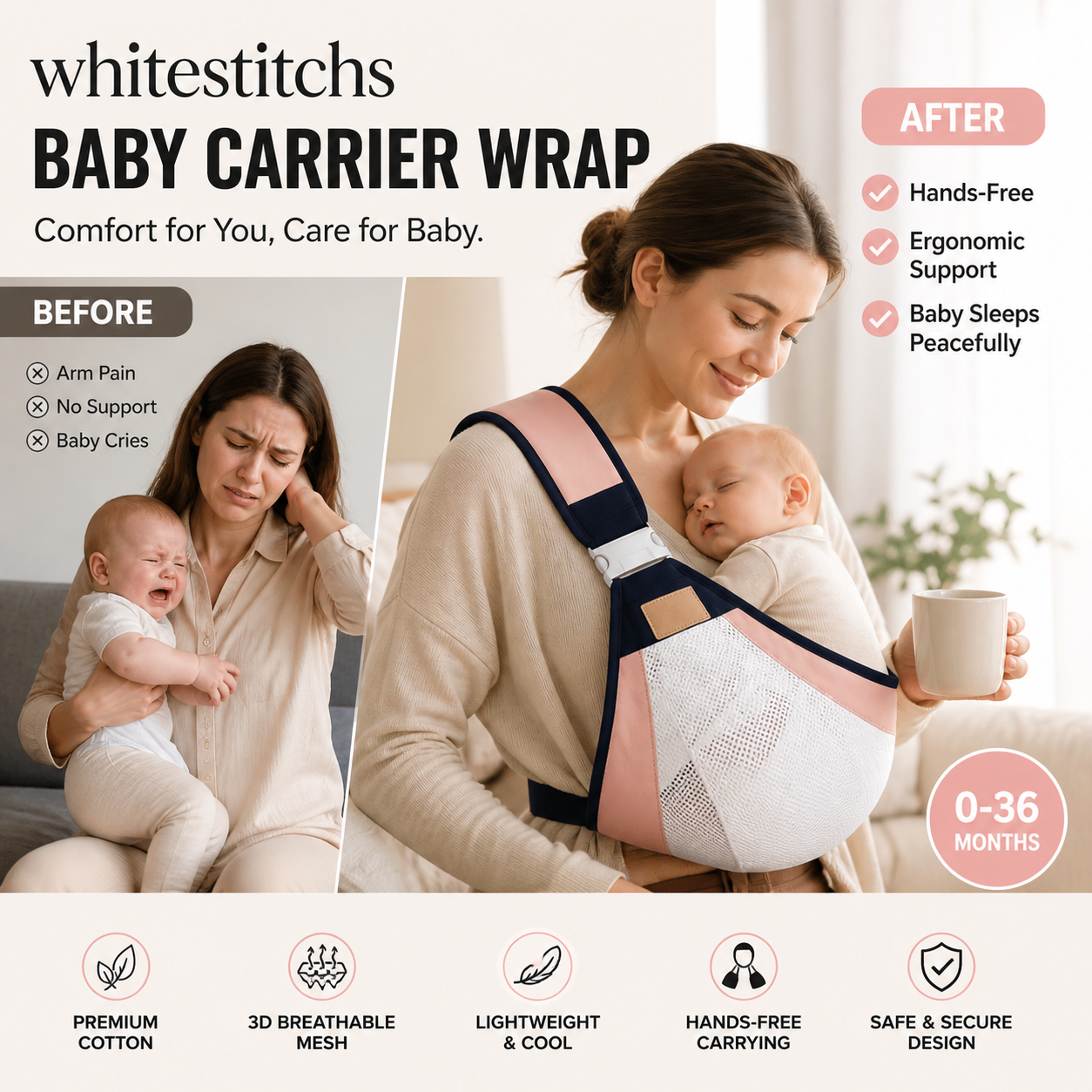 👶💛 JETZT 50 % RABATT! 4-in-1-Trage mit atmungsaktivem Mesh – 0–36 Monate, vorne und hinten – nah am Kind, die Hände frei ✨