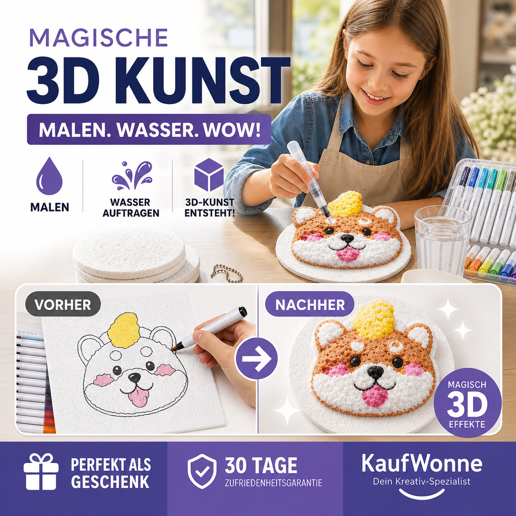 🎄✨3D-Kunstpapier-Set  | Zeichnen – Wasser hinzufügen – Aufblasen – Kreativer Spaß für Groß und Klein🎁