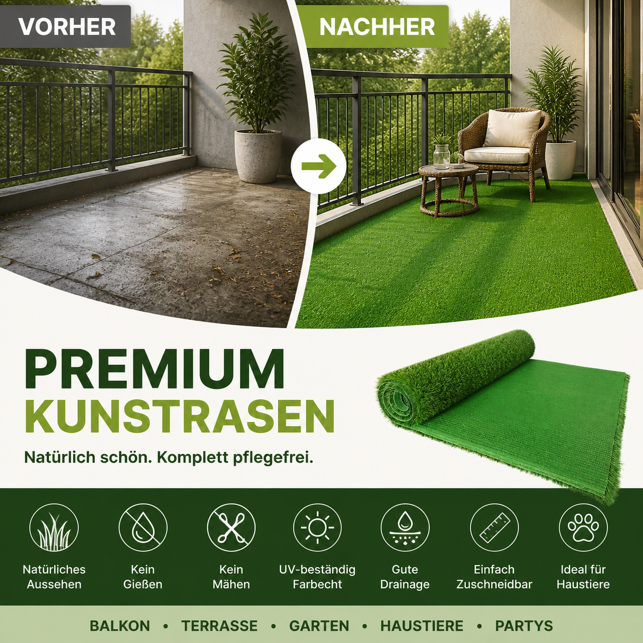 🌿 Kunstrasen für den Garten