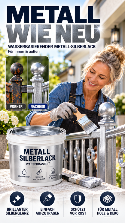 🎨 Metallic-Silberfarbe auf Wasserbasis für die Metallrenovierung-Gcom