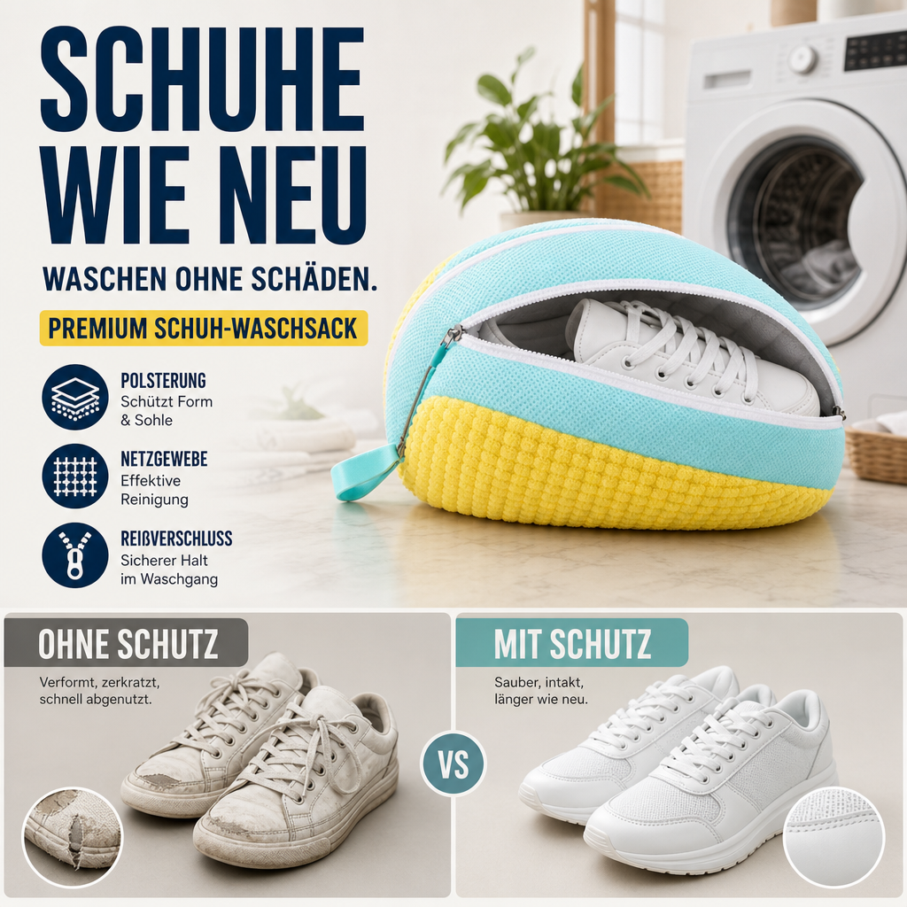 🔥🎁 2+1 GRATIS!!🥳 💞 50K+ VERKAUFT! ⚡🧺 Hochwertiger Schuhwaschbeutel aus stoßdämpfendem Netzgewebe mit Reißverschluss.