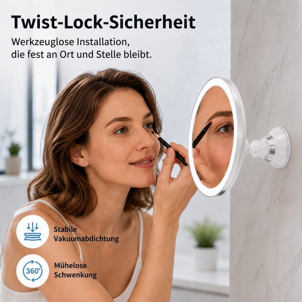 💄🪞 LED Kosmetikspiegel mit 10-facher Vergrößerung – Saugnapf, 360° drehbar & faltbar, für Bad & Make-up