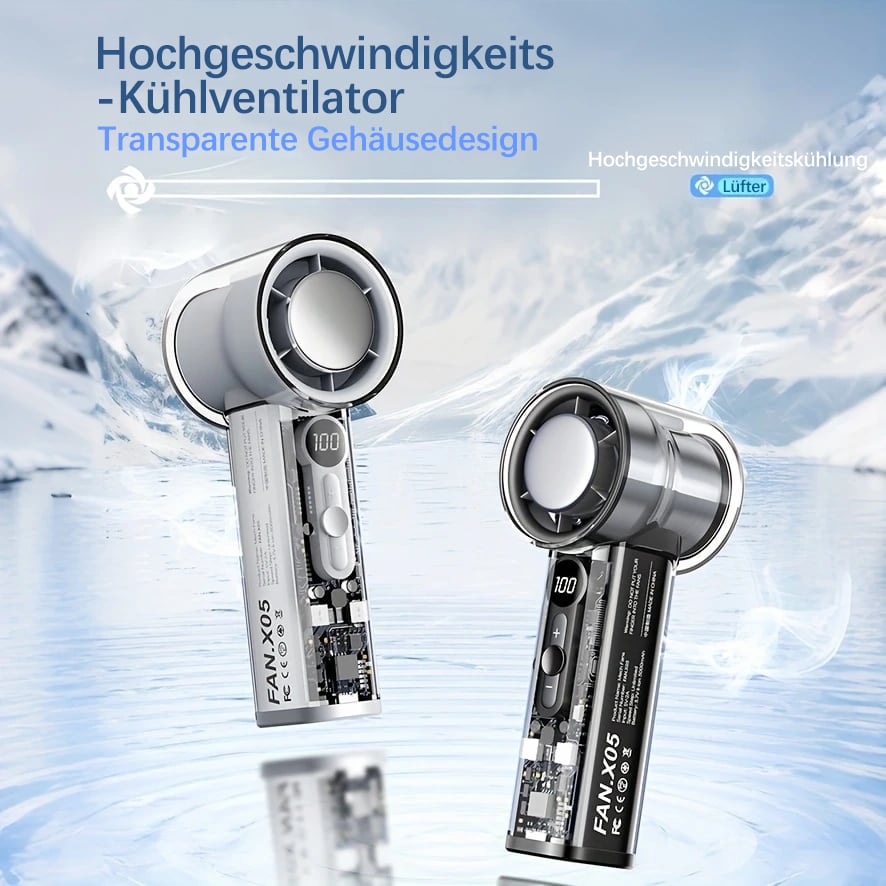 🔥 Letzter Aktionstag! 🔥 Kaltkompressen-Ventilator, transparenter Mini-Ventilator im Mecha-Stil