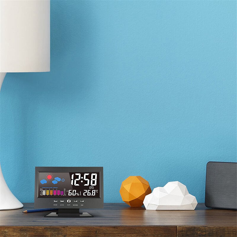 🔥bestes Geschenk-45% Rabatt🔥Digitaler LED-Temperatur- und Luftfeuchtigkeitsmonitor, Wettervorhersage, LED-Tischwecker