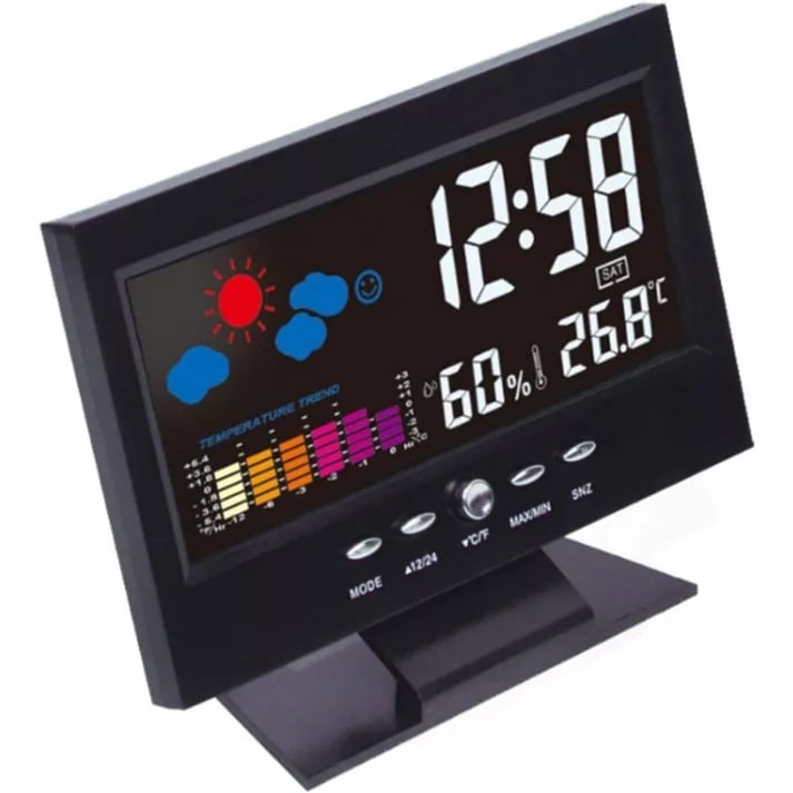 🔥bestes Geschenk-45% Rabatt🔥Digitaler LED-Temperatur- und Luftfeuchtigkeitsmonitor, Wettervorhersage, LED-Tischwecker