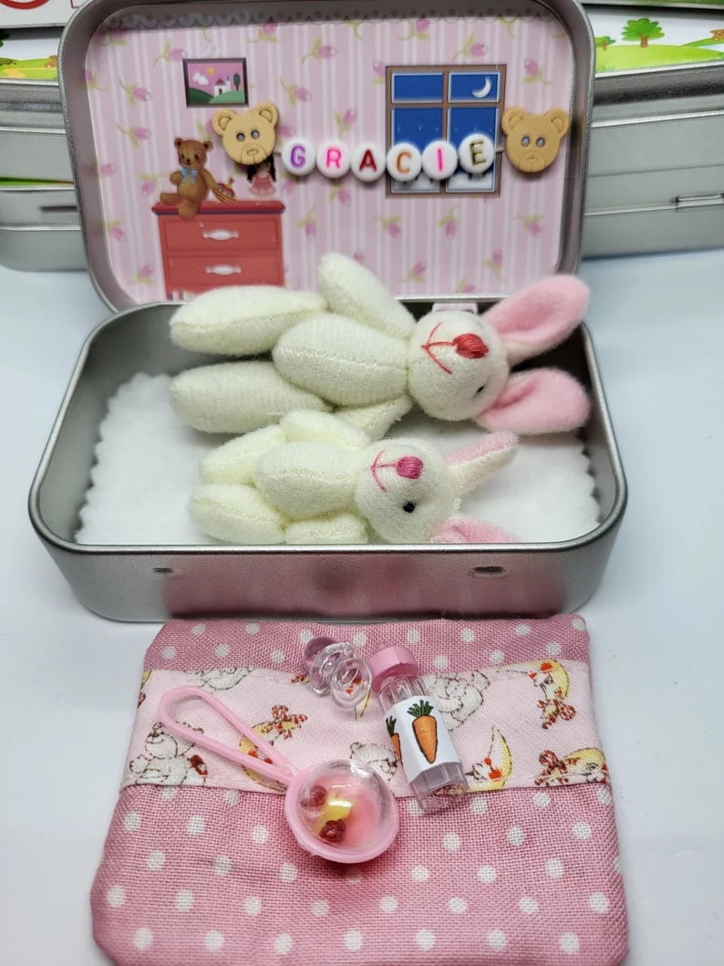 🔥Das schönste Ostergeschenk🎁Süße Hasen in einer Blechdose – Mama- und Babyhase