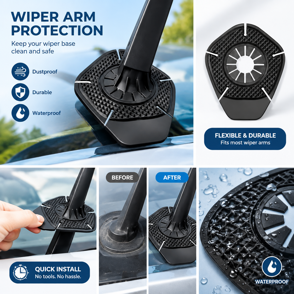 4er-Packung Silikon-Schutzkappen für Scheibenwischerarme – Auto Zubehör 🚗