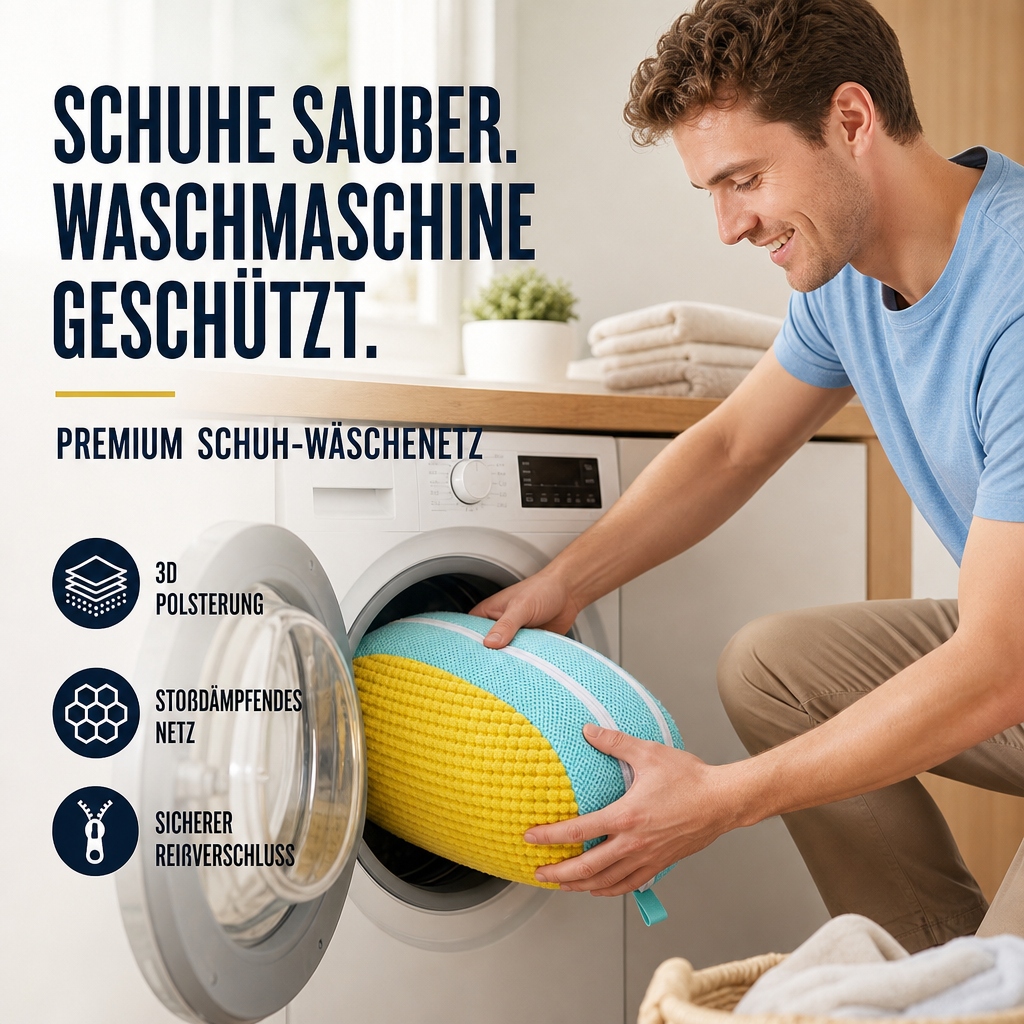 🔥🎁 2+1 GRATIS!!🥳 💞 50K+ VERKAUFT! ⚡🧺 Hochwertiger Schuhwaschbeutel aus stoßdämpfendem Netzgewebe mit Reißverschluss.
