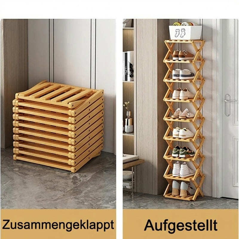 🔥Solange der Vorrat reicht 50 % Rabatt!🎉Strapazierfähiges, faltbares Schuhregal aus Bambus
