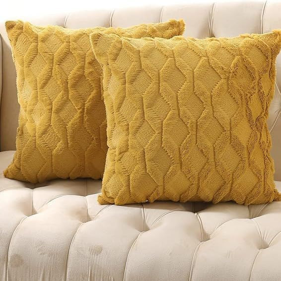 Weicher Plüsch-Kissenbezug mit besticktem geometrischem Rautenmuster, minimalistisch einfarbiges Wurfkissen für das Sofa