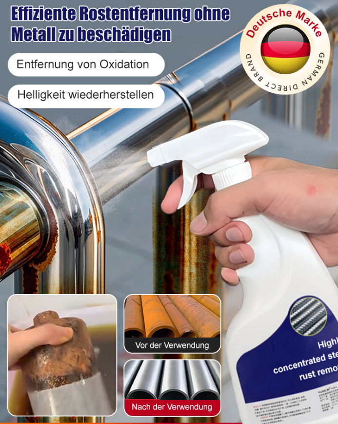✨60 % RABATT🔩Hochkonzentrierter Rostentferner – Wirksam auf Stahl/Eisen, schnell wirkend und schonend zu Metalloberflächen✨