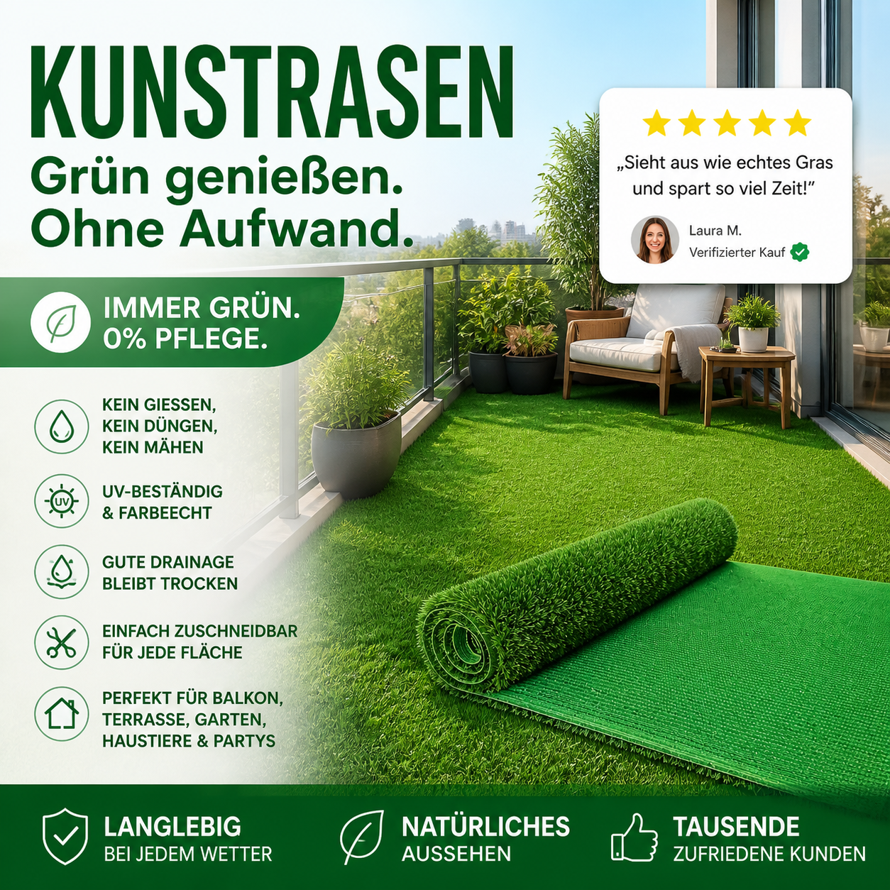 🌿 Kunstrasen für den Garten