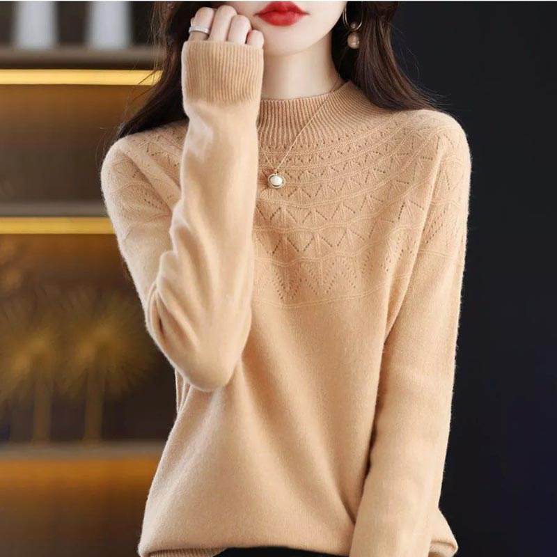 Ideales Geschenk * Anmutiger Pullover mit halbem Rollkragen und Strickpullover für Frauen