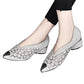 👡Slipper aus Mesh mit Kristallen und dickem Absatz