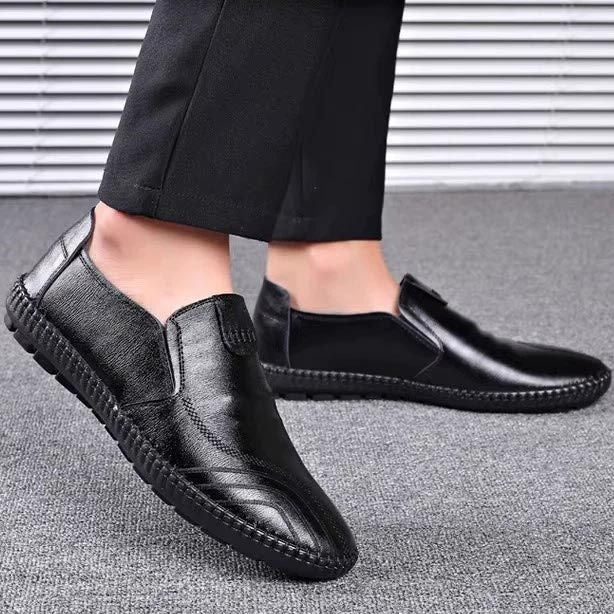 Herren-Schuhe aus weichem Leder, lässige Slipper