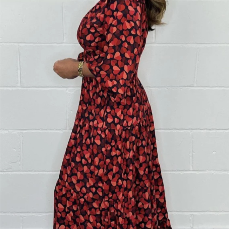 🔥HEIßER VERKAUF✨️ Bedrucktes, sexy Kleid mit tiefem V-Ausschnitt für Damen