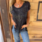 👚49% Rabatt💕Unifarbenes, kurzärmeliges Damen-T-Shirt mit heißem Aufdruck und ausgefranstem Saum
