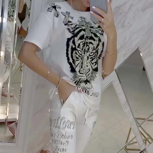 ⏳Zeitlich begrenztes Angebot💥 2-teiliges Set aus lässigem Oberteil mit Kordelzug und Hose🐯