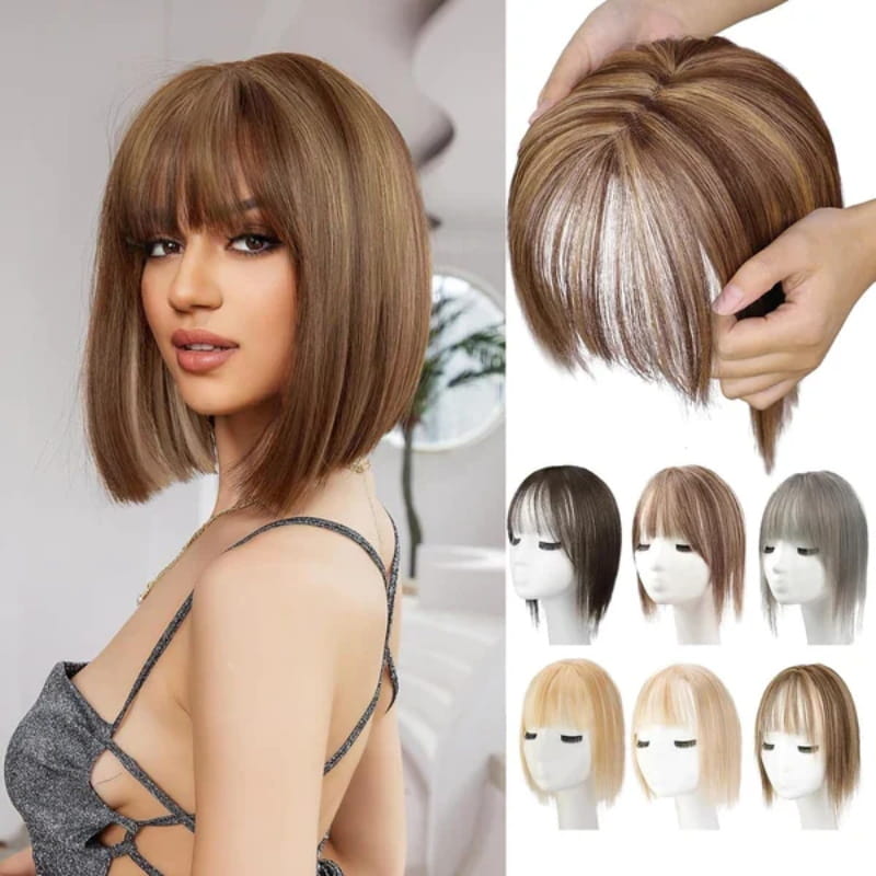 💥LIMITIERTES ANGEBOT-50% RABATT💥 Natürliche Haarteile mit Pony für Damen (100% Echthaar)