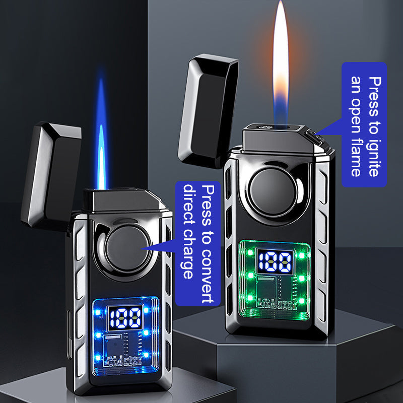 🎁2024 Neu - Multifunktionales Doppelflammen-Feuerzeug mit farbigen Lichtern