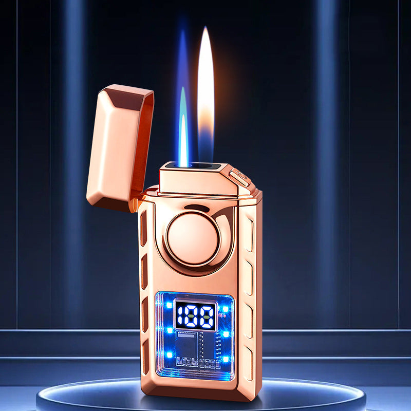 🎁2024 Neu - Multifunktionales Doppelflammen-Feuerzeug mit farbigen Lichtern